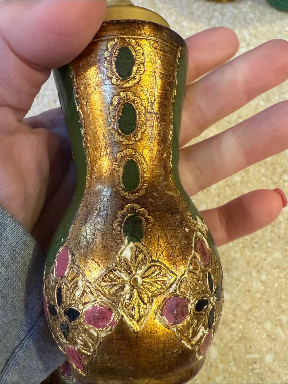 Ornate Green & Gold Decorative Salt and Pepper Shakers - Elegant Table Accent